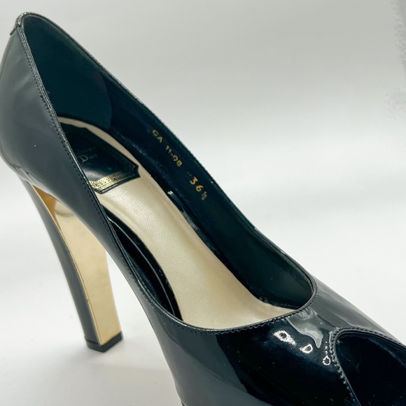 Christian Dior Black Peep Toe with Gold Hardware - Picture 6 of 10